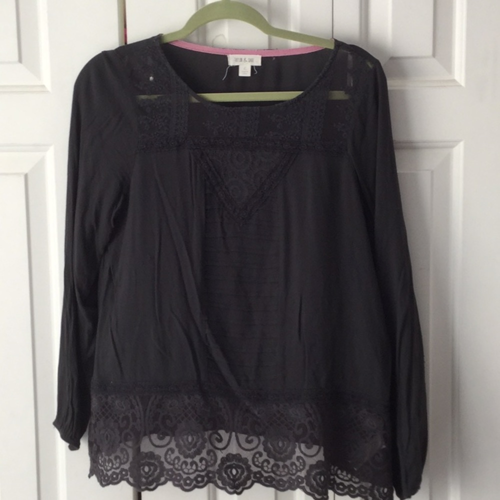 Taylor & Sage Blouse Charcoal Gray